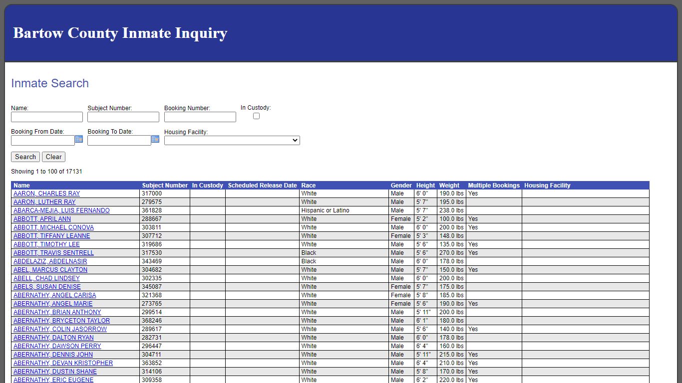 Inmate Search